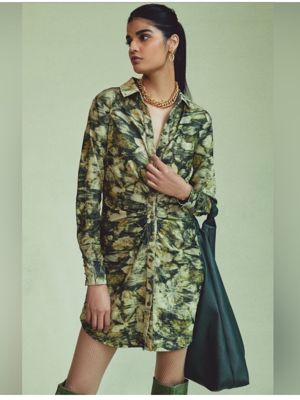 Pilcro by Anthropologie Women Button Front Shirt Dress Size 6 Corduroy